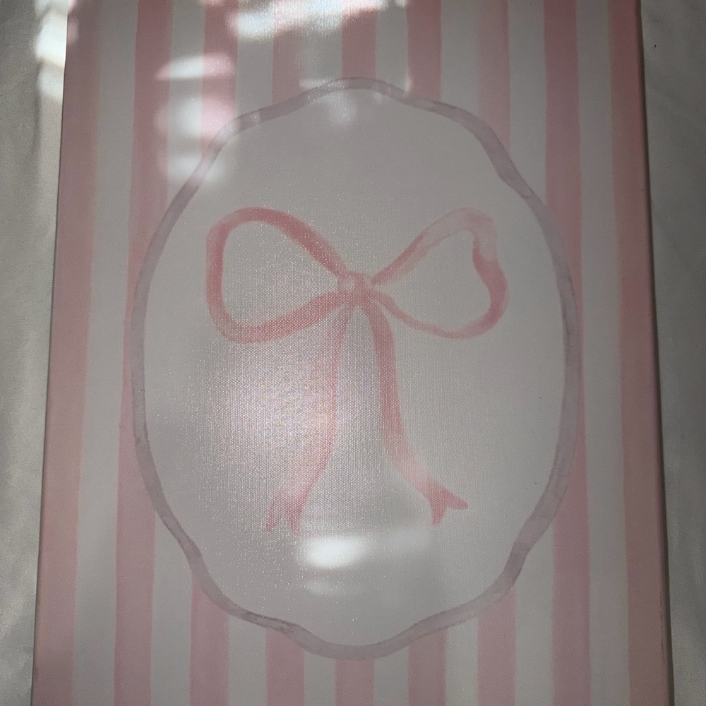 Pink Striped Party Banner with Bow Design